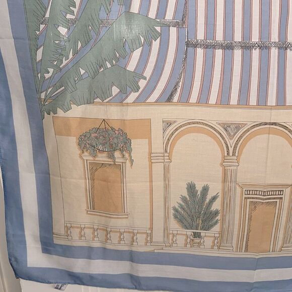 Vintage 1987 Ginnie Johansen Large Thin Cotton Architectural Print Scarf - Picture 5 of 9